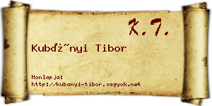 Kubányi Tibor névjegykártya